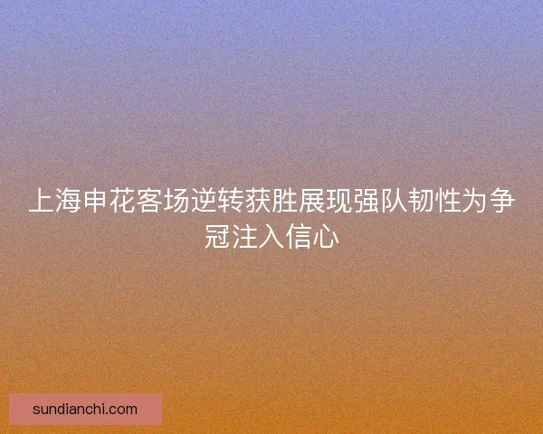 上海申花客场逆转获胜展现强队韧性为争冠注入信心