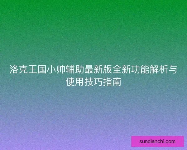 洛克王国小帅辅助最新版全新功能解析与使用技巧指南