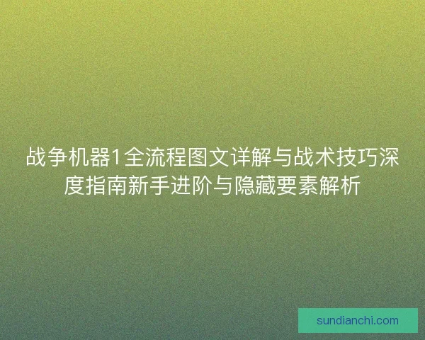 战争机器1全流程图文详解与战术技巧深度指南新手进阶与隐藏要素解析